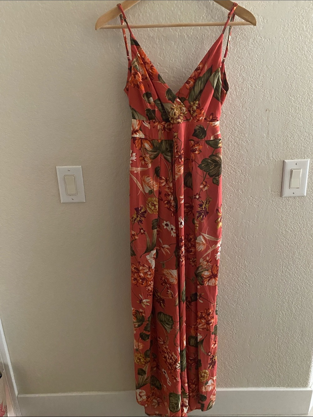 ILIA Coral Floral Jumpsuit with V-Neck